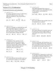 Combinations and Permutations Worksheet for 9th - 11th Grade | Lesson ...