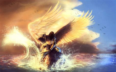 Download Biblical Angel Golden Wings Wallpaper | Wallpapers.com