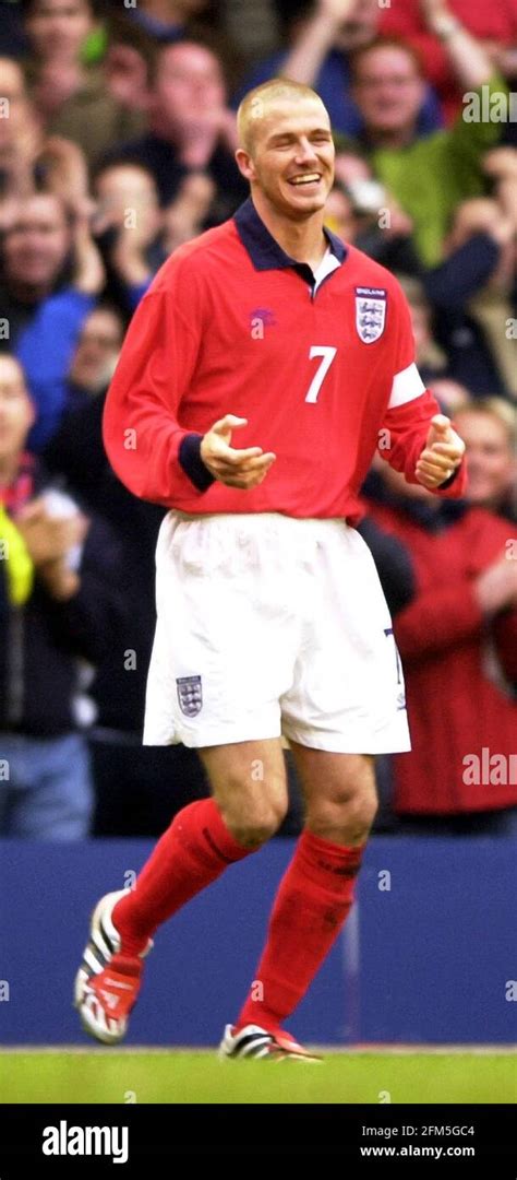 DAVID BECKHAM CELEBRATES AFTER HIS GOAL IN THE ENGLAND V FINLAND WORLD ...