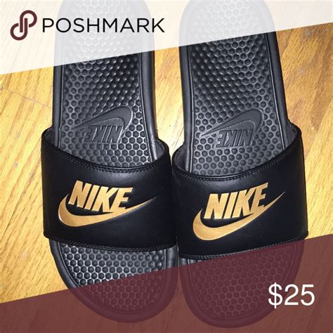 Nike Benassi Slides - Black and Gold