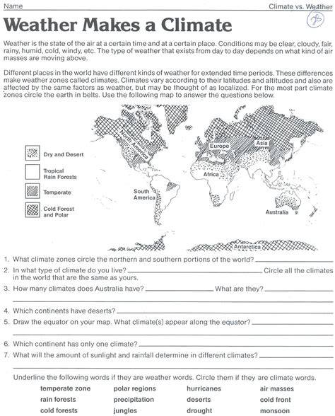 Weather Makes a Climate Worksheet