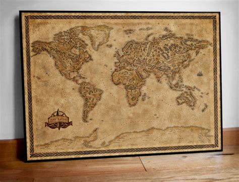 World Map Poster Middle Earth Style Map Illustrated Large - Etsy