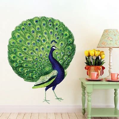 Peacock Wall Decal Mural - Animal Adhesives - Beautiful Bird - Wall ...