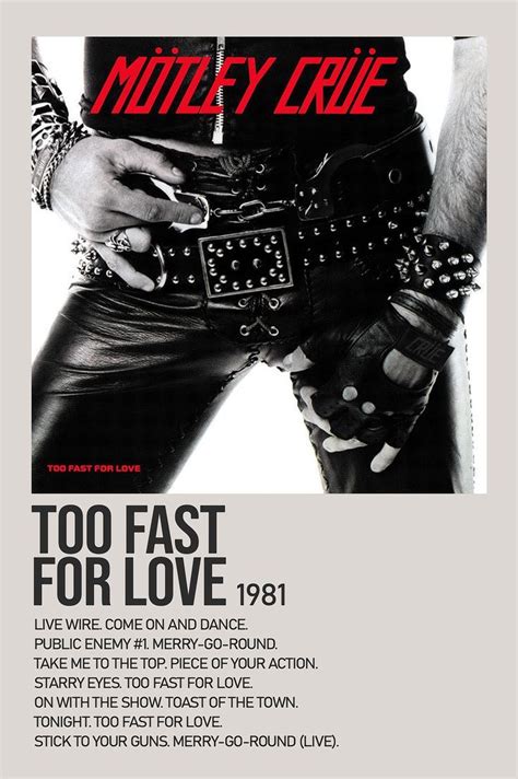 Too Fast For Love By Motley Crue Minimalist Album Polaroid Poster ...