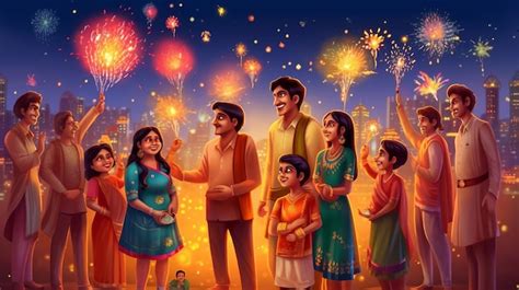 Premium AI Image | Happy indian family celebrating Diwali festival ...