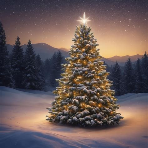 Premium AI Image | Snowy night christmas tree