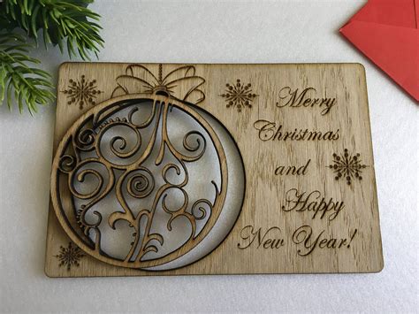 Wooden Merry Christmas Holiday Cards Personalized greeting