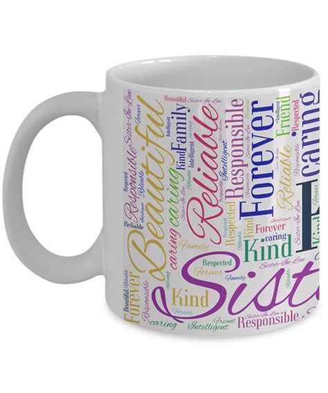 Sister In Law Typography Mug | Mugs, Family gifts, Funny coffee mugs