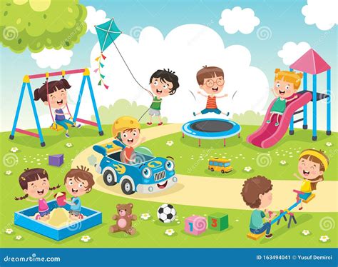 Niños Jugando En El Parque ilustración del vector. Ilustración de ...