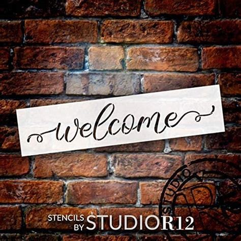 Welcome Stencil by Studior12 Farmhouse Cursive Script DIY Family Home ...