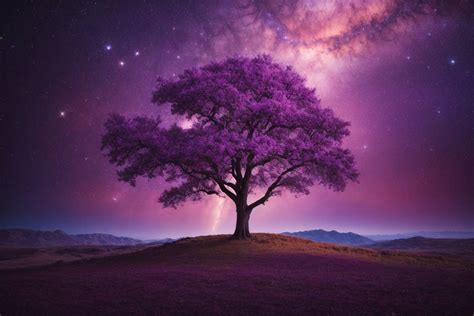 Painting of a purple tree in cosmic by xRebelYellx on DeviantArt