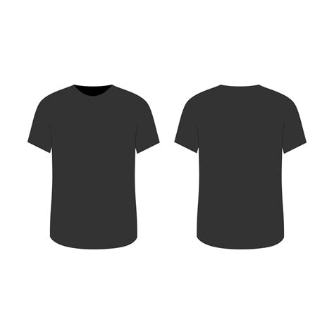 Blank t-shirts mockup set template. Front and back view black t-shirt ...