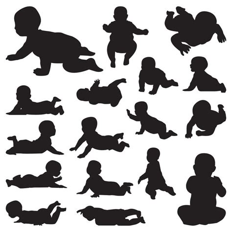 Baby Crawling Cute Black Silhouette Set | Crawling baby, Baby silhouette, Silhouette