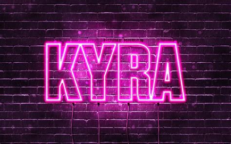 Download wallpapers Kyra, 4k, wallpapers with names, female names, Kyra name, purple neon lights ...