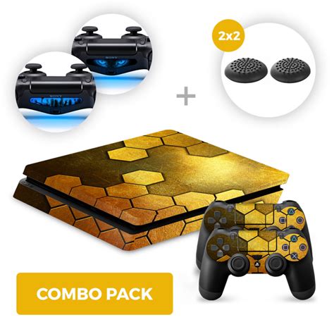 Steel Gold Skins Bundle - PS4 Slim Combo Packs | PS4 Slim Console Skins ...