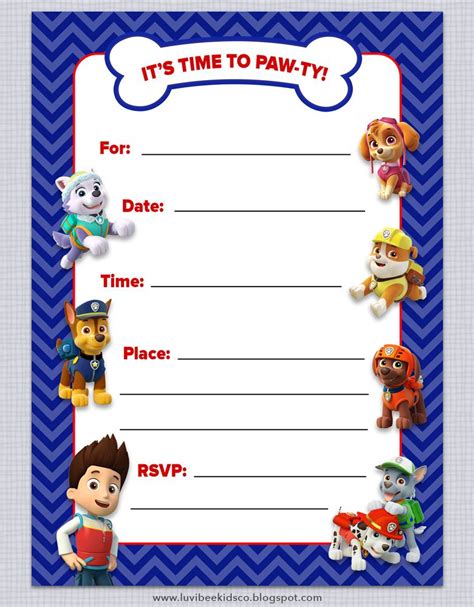 Free Paw Patrol Invitation printable. Free paw patrol templates, paw ...