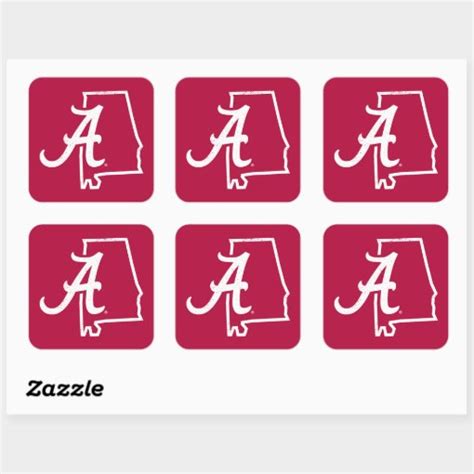 University of Alabama - Vintage State Logo Square Sticker | Zazzle