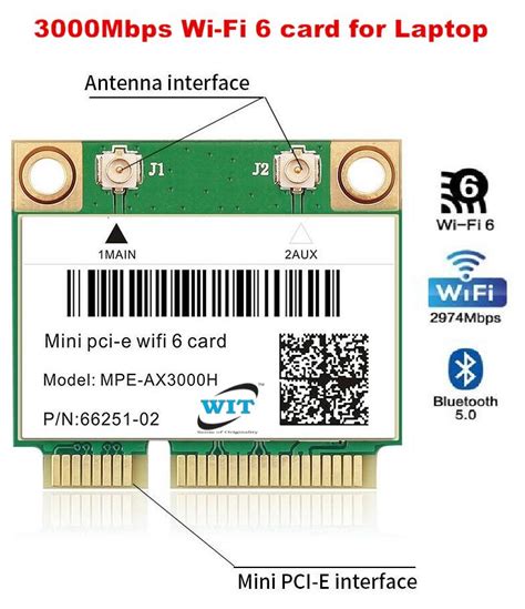 Wi-Fi 6 Dual Band 3000Mbps MPE-AX3000H Wireless Half Mini PCI-E Card Bluetooth 5.0 802.11ax/ac 2 ...