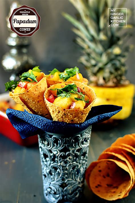 Pineapple Salsa Papadum Cones