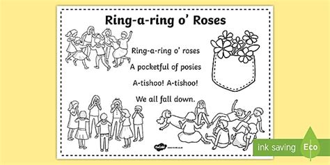 Ring-a-ring O' Roses Colouring in Sheet (teacher made)