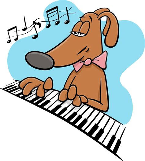 cartoon dog comic animal character playing the piano 7817446 Vector Art ...