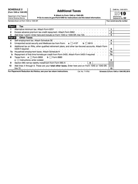 2019 Form IRS 1040 - Schedule 2 Fill Online, Printable, Fillable, Blank - pdfFiller