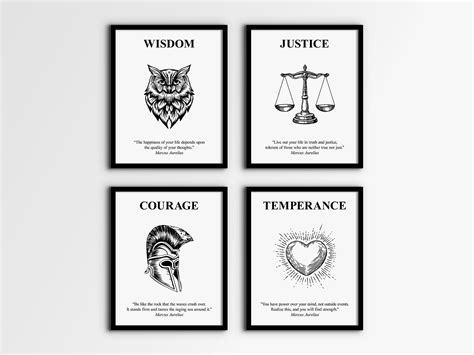 Stoic Cardinal Virtues Poster Prints, Marcus Aurelius Posters, Stoic Posters, Stoic Prints ...