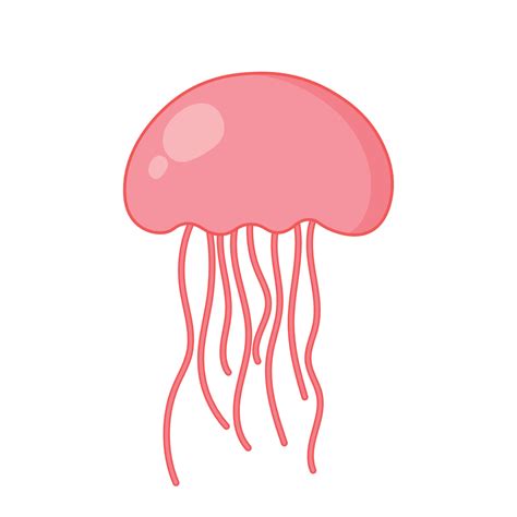 Hand Drawn Jellyfish with Outline Cartoon Animated Sea Animal Vector Illustration 16084969 ...