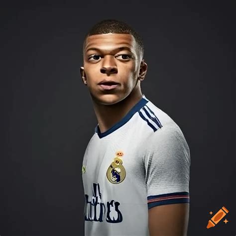 Player kylian mbappe in the real madrid shirt on Craiyon