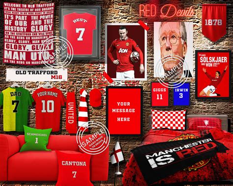 Manchester United Fan Room Fan Art Unique Personalised Gift - Etsy