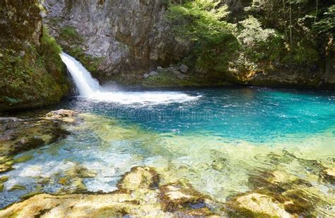 The Scenic Hike To Theth Waterfall and the Blue Eye Spring in Theth, Albania Stock Photo - Image ...