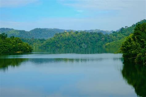 Calm View of Dam Water Surrounded with Green Trees in Kuala Kubu Bharu ...