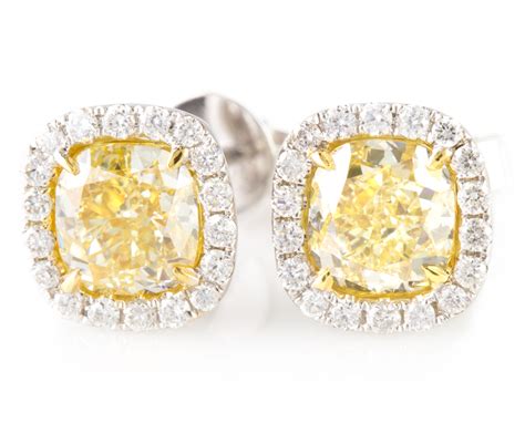 Miriams Jewelry Fancy Yellow Diamond Earrings in White Gold - Miriams ...