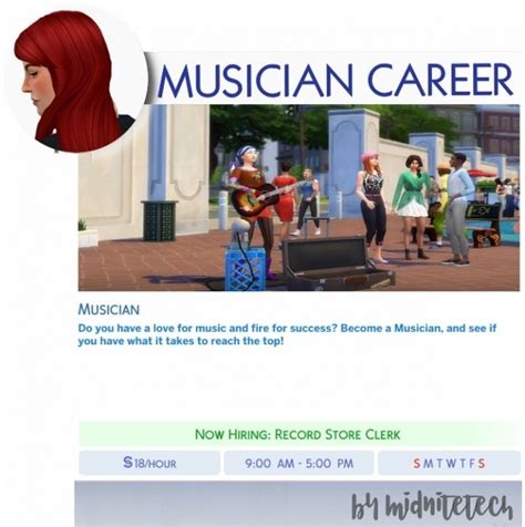 MUSICIAN CAREER at MIDNITETECH’S SIMBLR » Sims 4 Updates