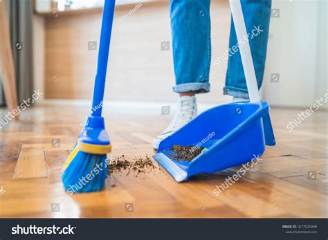 Portrait Young Latin Man Sweeping Wooden Stock Photo 1677026998 ...