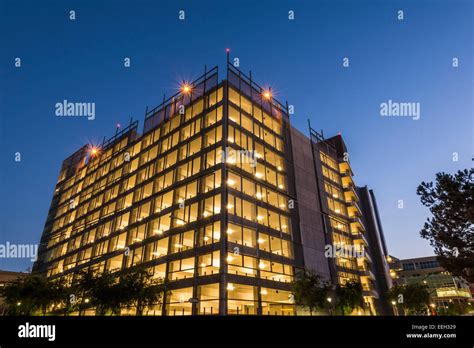 San Diego City College parking structure illuminated at night. San ...