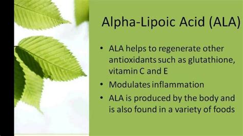 Benefits of Alpha Lipoic Acid - An Oasis of Healing - Continue Reading