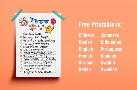 New Year Resolutions For Kids Activity in 10+ Languages