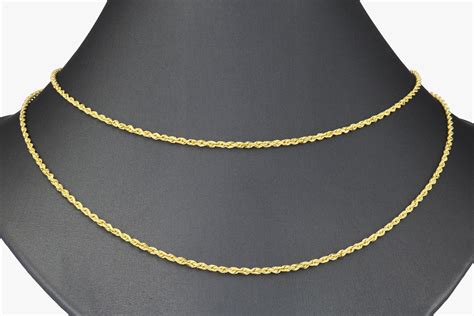 14K Yellow Gold 1.5mm Thin Diamond Cut Rope Chain Pendant Necklace Women 16"-24" | eBay