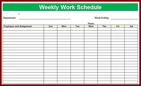 Printable Weekly Employee Schedule Template - Printable Templates