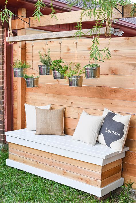 Outdoor Storage Bench - DIY Backyard Box with Hidden Storage - Our Handcrafted Life