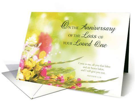 Anniversary of Loss of Loved One’s Death, Flowers on Green card