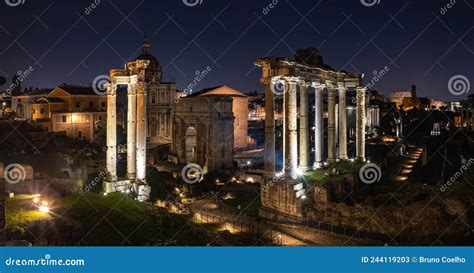 Roman Forum at Night editorial stock photo. Image of roman - 244119203