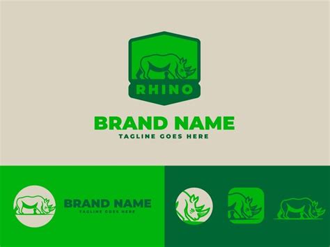 Premium Vector | Rhino logo design for company brand green color ...