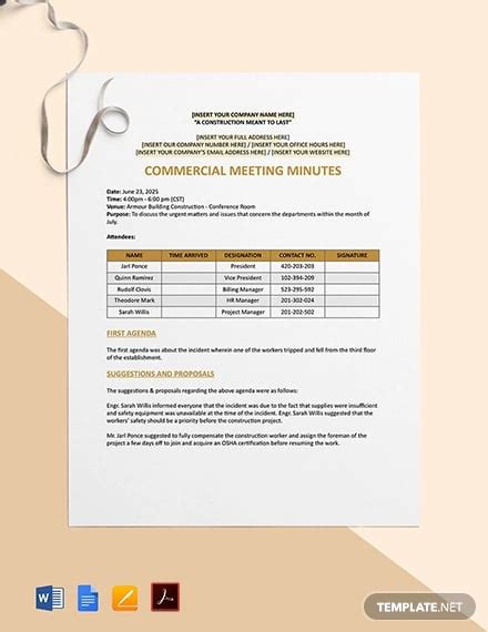 Construction Meeting Minutes Template - 15+ Sample, Example Format Download! | Free & Premium ...