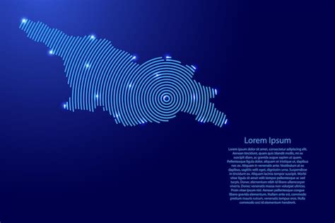 Premium Vector | Georgia map from futuristic concentric blue circles and glowing stars for ...