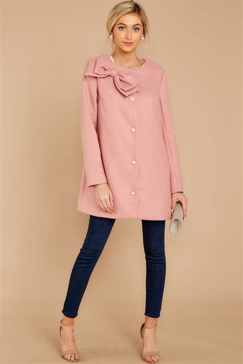 Elegant Pink Swing Coat - Retro Button Front Jacket - Outerwear - $64 ...