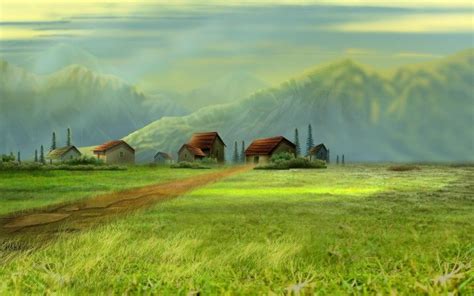 Animated village Free HD Wallpaper | Colorful landscape, Landscape wallpaper, Beautiful nature