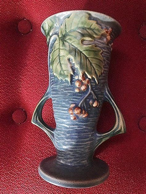 Vintage Roseville Pottery Bushberry Over Bark Blue Vase 30-6 | Etsy | Roseville pottery, Blue ...