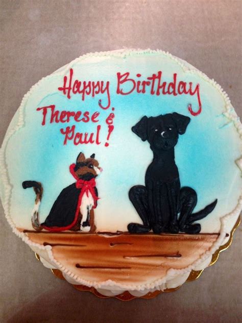 Dog and cat cake Cat Cake, Custom Drawing, Dog Cat, Bakery, Drawings, Birthday, Desserts, Food ...